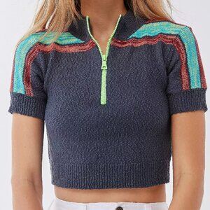 Urban Outfitters Far Out Half-Zip Cropped Jumper